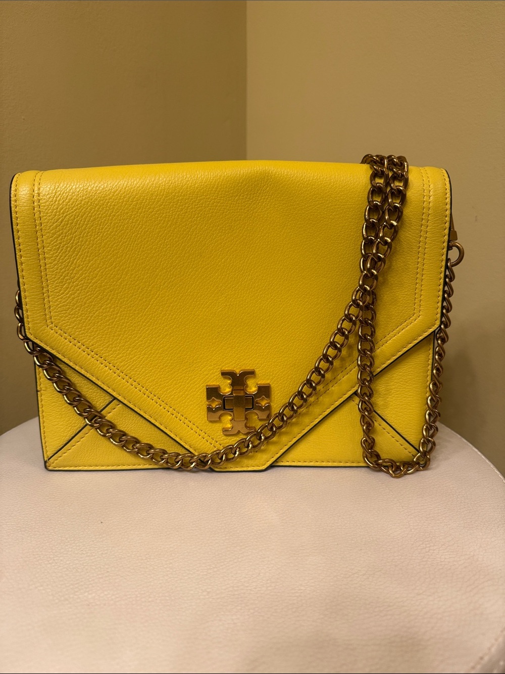 Tory Burch Yellow Leather Chain Shoulder Bag